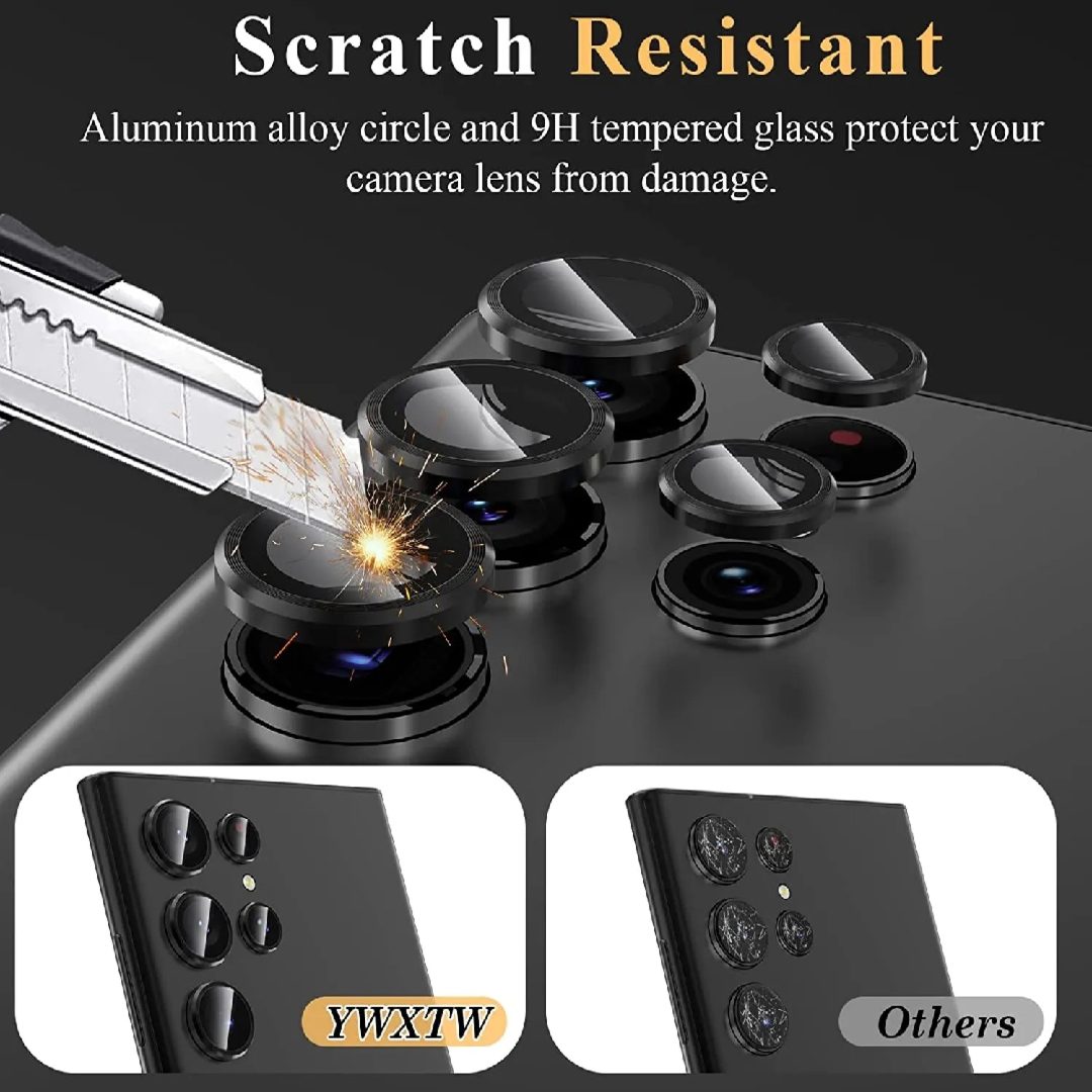 Samsung Galaxy S25, S25 Plus, S25 Ultra - Luxury Metal Ring Tempered Glass Camera Lens - Image 5