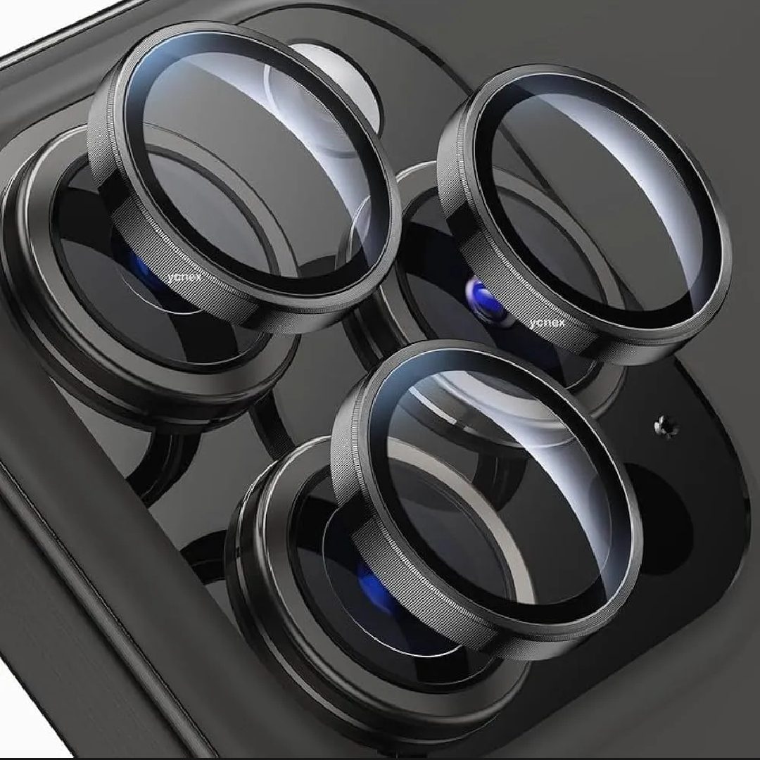 iPhone 11, 11 Pro, 11 Pro Max - Luxury Metal Ring Tempered Glass Camera Lens